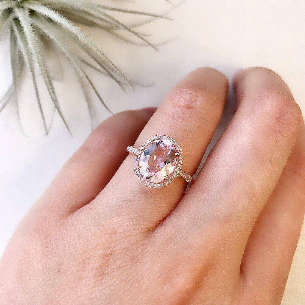 One of a Kind Single Shank Morganite Ring