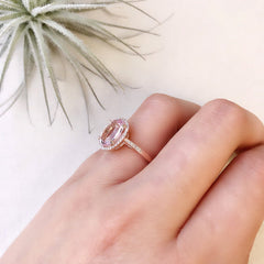 morganite ring  with diamonds in rose gold