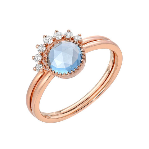 Aura Two-Ring Set With 5.0mm Bezel Set London Blue Topaz