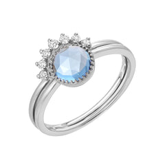 two ring set with London blue topaz in white gold