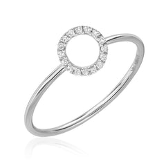 open circle diamond stacker ring in white gold