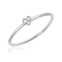 petite heart stackable ring with diamonds in white gold