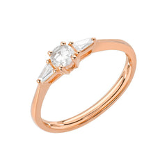 Heirloom Round Rose Cut Band With Tapered Baguette Sides in 14k rose gold