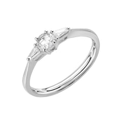 Heirloom Round Rose Cut Band With Tapered Baguette Sides in 14k white gold