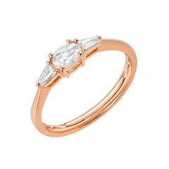 Heirloom Oval Rose Cut Band With Tapered Baguette Sides in 14k rose gold