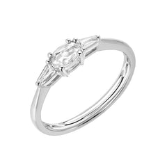 Heirloom Oval Rose Cut Band With Tapered Baguette Sides in 14k white gold
