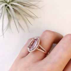 morganite and diamond ring in rose gold