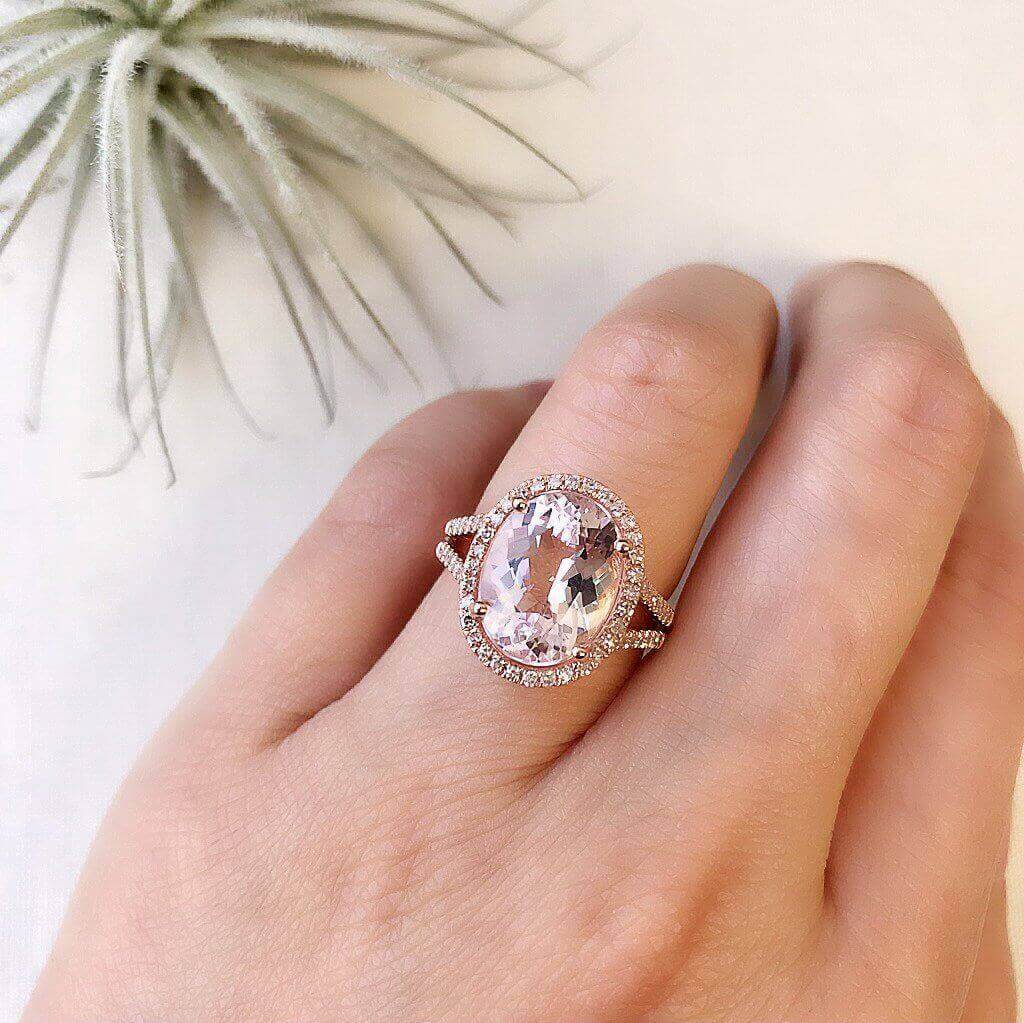 One of a Kind Split Shank Morganite Ring