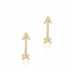 arrow post earrings with diamonds in yellow gold