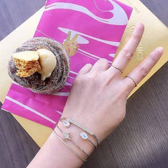 diamond pave bar bracelet being worn