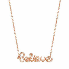 believe necklace with diamonds in rose gold