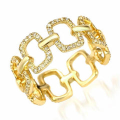 emerlad chain link eternity band in yellow gold