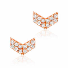 chevron post earrings in rose gold