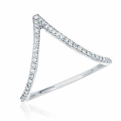 chevron ring with diamonds in white gold