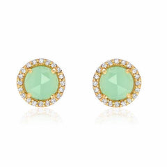 rosie 5.0mm chrysoprase & diamond post earrings in yellow gold