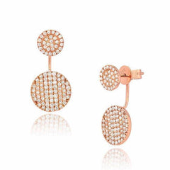 double circle jacket earrings in rose gold