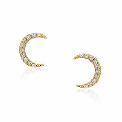 crescent moon post earrings in yellow gold