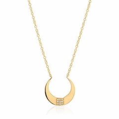 crescent necklace with diamonds in yellow gold