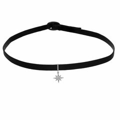 starburst dangle choker in white gold