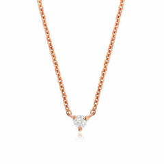 petite prong set diamond necklace in rose gold