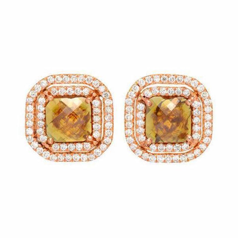 One of a Kind Rustic Diamond Double Halo Post Earrings