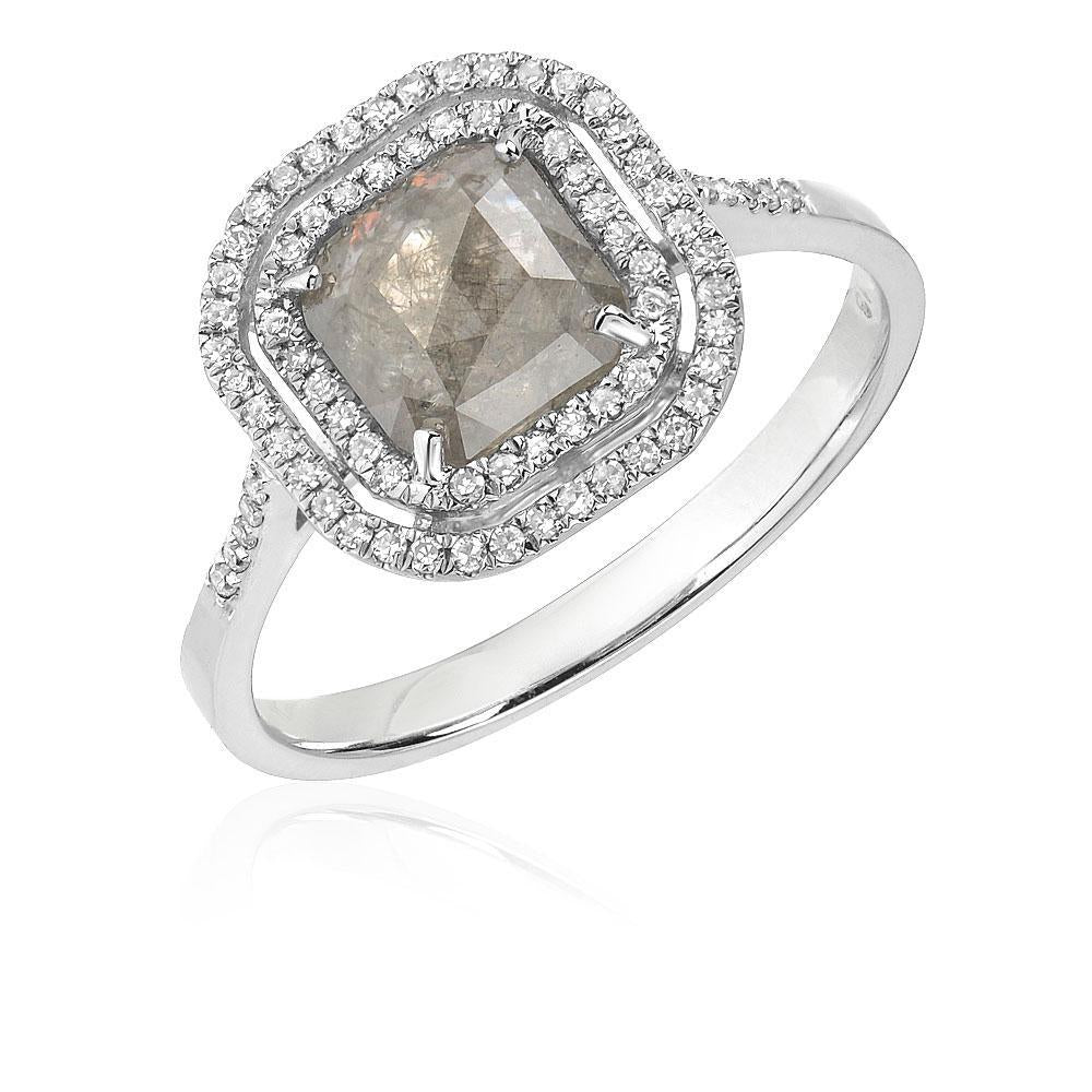 One of a Kind Rustic Diamond Double Halo Ring