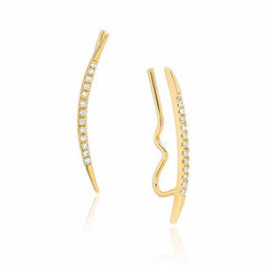 Diamond Ear Climbers With Polished Tips