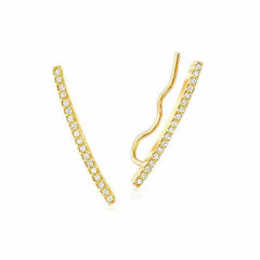 diamond ear climbers in yellow gold