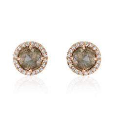 rosie 5.0mm labradorite & diamond post earrings in rose gold