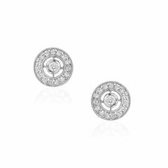 Dot post earrings with diamonds in white gold