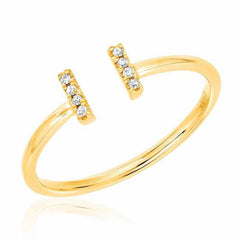 double bar ring with diamonds in yellow gold