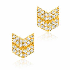 double chevron post earrings in yellow gold