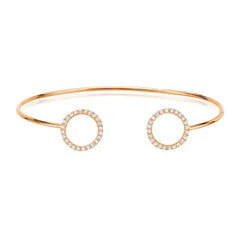 double open circle cuff with diamonds in 14k rose gold