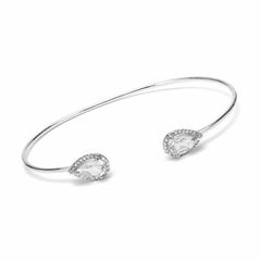 double pear shape white topaz cuff with diamonds in white gold