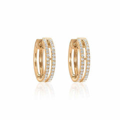double row diamond huggies in yellow gold