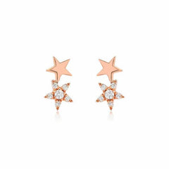 double star post earrings with diamonds