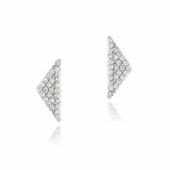 elongated triangle pave post earrings with diamonds in white gold