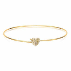 heart pave hook bangle in yellow gold