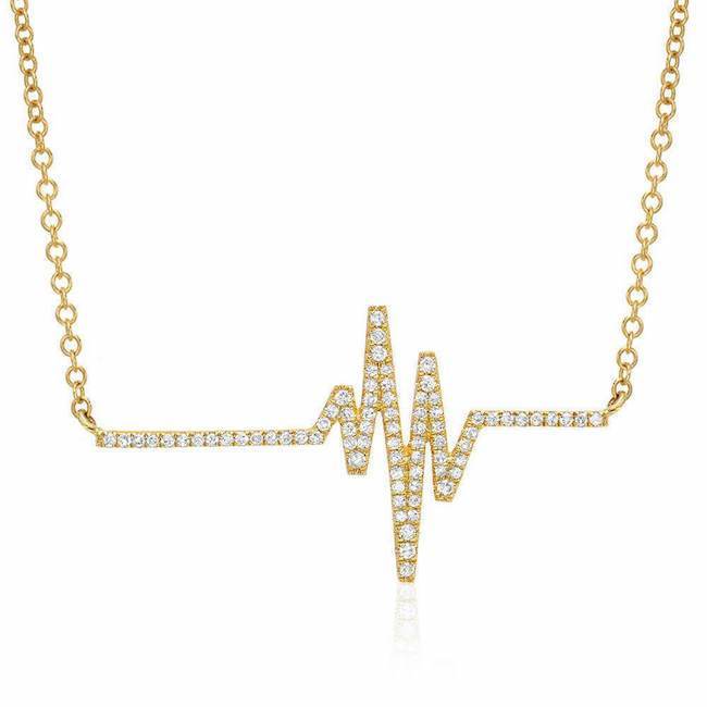heartbeat necklace with diamonds in yellow gold