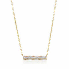 Channel set baguette diamond necklace in yellow gold