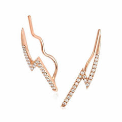 lightning bolt climber earrings with diamonds in rose gold