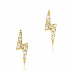 lighting bolt earrings in yellow gold