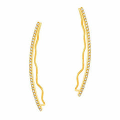 long diamond ear climbers with diamonds in yellow gold