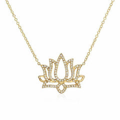 Lotus flower necklace in yellow gold