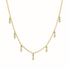 dangling marquise necklace in yellow gold