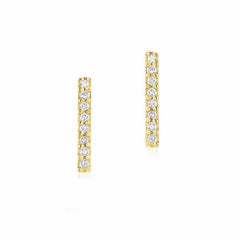 medium bar post earrings with diamonds in yellow gold