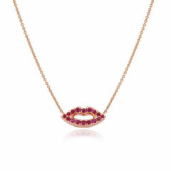 ruby lips necklace in rose gold
