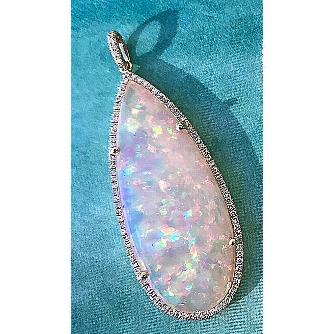 elongated pear shape opal pendant