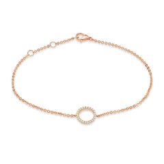 open circle diamond bracelet in rose gold