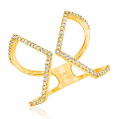 Open x ring in yellow gold